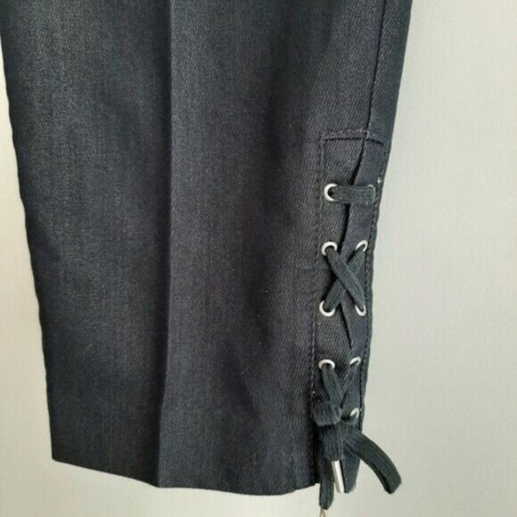 TALBOTS Crop Lace-Up Bottom Cropped Pants Navy Sz 6 - Picture 5 of 11